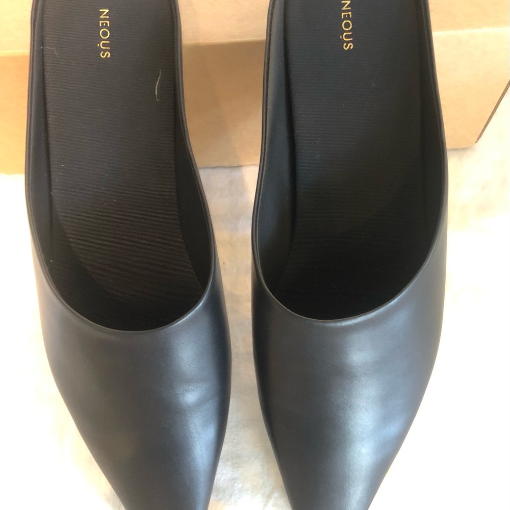 Neous Black Slip on Mules
